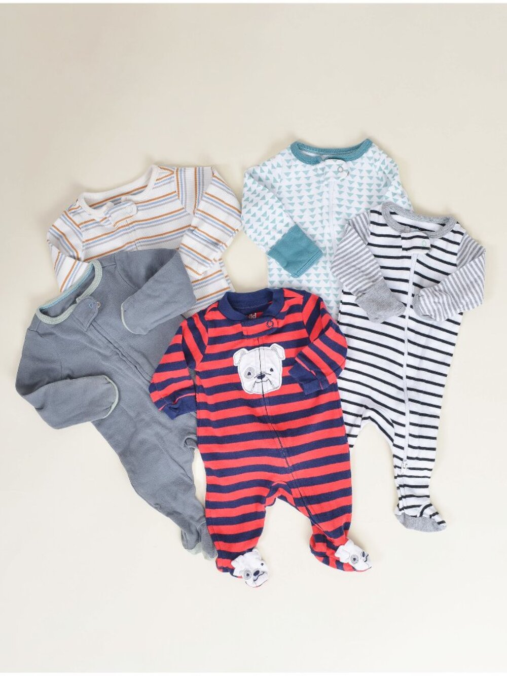 Newborn Baby Boy Sleepers Cloud Island and Carters 5 Piece Bundle